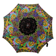 Nature Moon Psychedelic Painting Hook Handle Umbrellas (medium) by Sarkoni