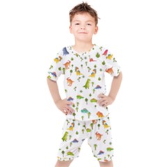 Baby Dino Seamless Pattern Kids  T-shirt And Shorts Set by Sarkoni