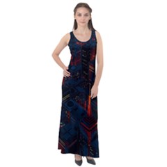 Architecture City Pixel Art Sleeveless Velour Maxi Dress by Sarkoni