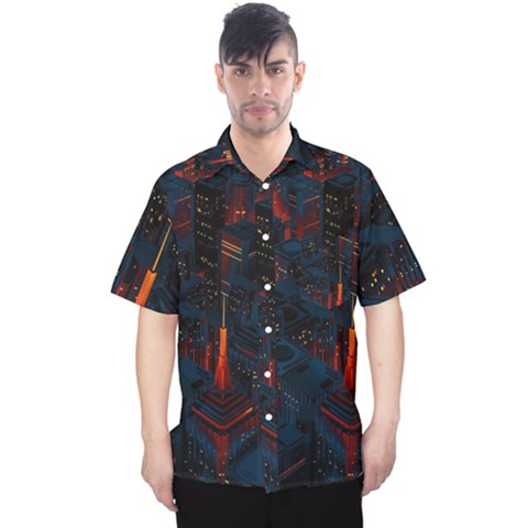 Architecture City Pixel Art Men s Hawaii Shirt by Sarkoni