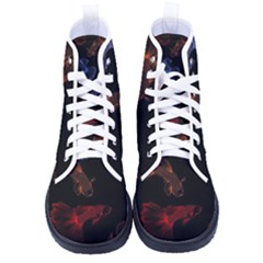 Vector Aquarium Guppies Seamless Fish Pattern With Black Background Men s High-top Canvas Sneakers by Grandong