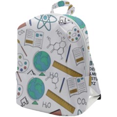 School Subjects And Objects Vector Illustration Seamless Pattern Zip Up Backpack by Grandong
