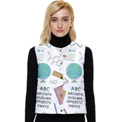 School Subjects And Objects Vector Illustration Seamless Pattern Women s Button Up Puffer Vest by Grandong