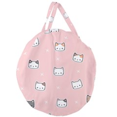 Cute Cat Cartoon Doodle Seamless Pink Pattern Giant Round Zipper Tote by Grandong