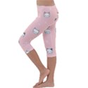 Cute Cat Cartoon Doodle Seamless Pink Pattern Kids  Lightweight Velour Capri Leggings  View2