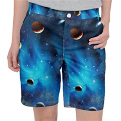 3d Universe Space Star Planet Women s Pocket Shorts by Grandong