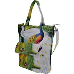 Peacock Art Shoulder Tote Bag by Grandong