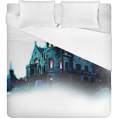 Blue Castle Halloween Horror Haunted House Duvet Cover Double Side (king Size) by Sarkoni