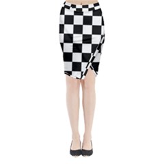 Black White Chess Board Midi Wrap Pencil Skirt by Ndabl3x