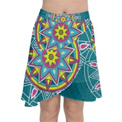 Abstract Digital Artwork Chiffon Wrap Front Skirt by Ndabl3x