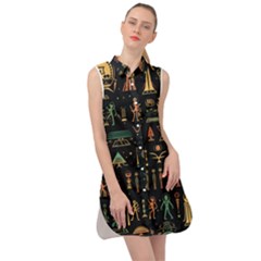 Hieroglyphs Space Sleeveless Shirt Dress by Ndabl3x