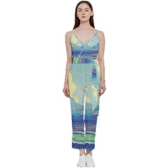 Digital Art Fantasy Landscape V-neck Camisole Jumpsuit by uniart180623
