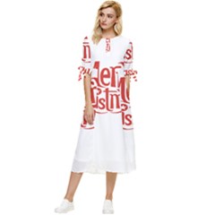 Merry Christmas Bow Sleeve Chiffon Midi Dress by designerey