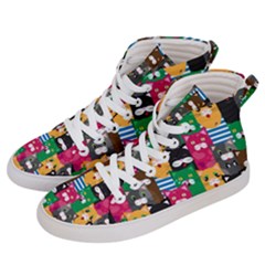 Cats Funny Colorful Pattern Texture Men s Hi-top Skate Sneakers by Grandong