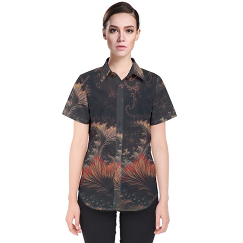 Fractal Digital Art Pattern Women s Short Sleeve Shirt by Grandong