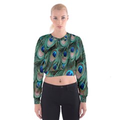 Peacock-feathers,blue2 Cropped Sweatshirt by nateshop