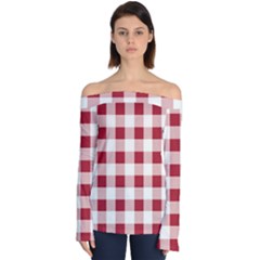 Gingham - 4096x4096px - 300dpi14 Off Shoulder Long Sleeve Top by EvgeniaEsenina