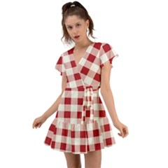 Gingham - 4096x4096px - 300dpi14 Flutter Sleeve Wrap Dress by EvgeniaEsenina
