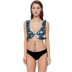 Fish Pattern Low Cut Ruffle Edge Bikini Top by Valentinaart