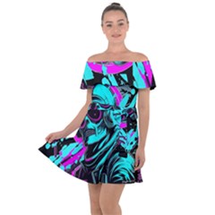 Aesthetic Art  Off Shoulder Velour Dress by Internationalstore