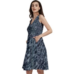 Ceramics Broken  Sleeveless V-neck Skater Dress With Pockets by Internationalstore