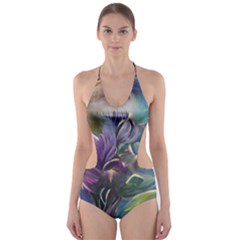 Abstract Blossoms  Cut-out One Piece Swimsuit by Internationalstore