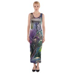 Abstract Blossoms  Fitted Maxi Dress by Internationalstore