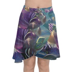 Abstract Blossoms  Chiffon Wrap Front Skirt by Internationalstore