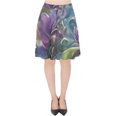 Abstract Blossoms  Velvet High Waist Skirt by Internationalstore