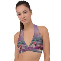 Abstract Flowers  Halter Plunge Bikini Top by Internationalstore