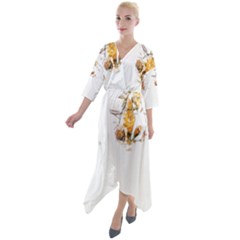 Versailles T- Shirt Versailles Fountain Voyage Art Digital Painting Watercolor Discovery T- Shirt Quarter Sleeve Wrap Front Maxi Dress by ZUXUMI