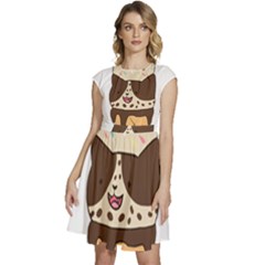 Cat Ice Cream T- Shirt Cute Cat Cream Cone T- Shirt Yoga Reflexion Pose T- Shirtyoga Reflexion Pose T- Shirt Cap Sleeve High Waist Dress by hizuto