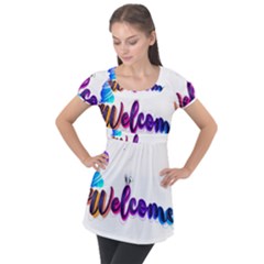 Arts Puff Sleeve Tunic Top by Internationalstore