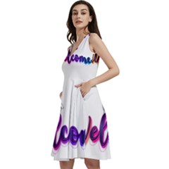 Arts Sleeveless V-neck Skater Dress With Pockets by Internationalstore