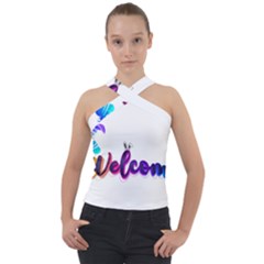 Arts Cross Neck Velour Top by Internationalstore