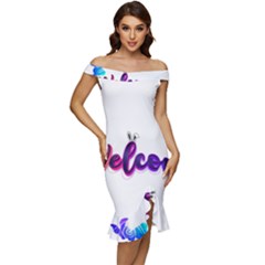 Arts Off Shoulder Ruffle Split Hem Bodycon Dress by Internationalstore