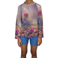 Floral Blossoms  Kids  Long Sleeve Swimwear by Internationalstore