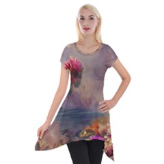 Floral Blossoms  Short Sleeve Side Drop Tunic by Internationalstore