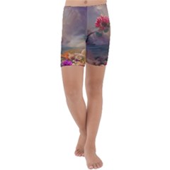 Floral Blossoms  Kids  Lightweight Velour Capri Yoga Leggings by Internationalstore