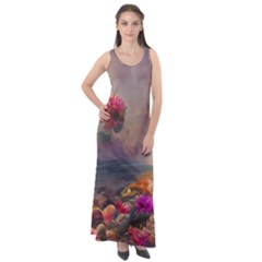 Floral Blossoms  Sleeveless Velour Maxi Dress by Internationalstore