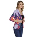 Colorful Shapes On A Purple Background Women s One-Button 3/4 Sleeve Short Jacket View3