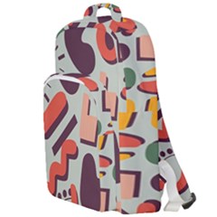 Shapes In Retro Colors On A Green Background Double Compartment Backpack by LalyLauraFLM