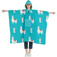 Lama Alpaca Animal Pattern Design Women s Hooded Rain Ponchos by Pakjumat