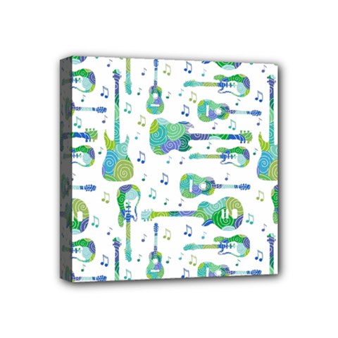 Guitars Music Notes Seamless Pattern Mini Canvas 4  X 4  (stretched) by Pakjumat