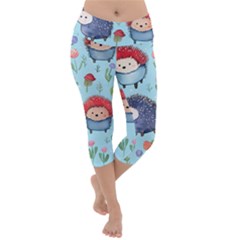Hedgehogs Animal Lightweight Velour Capri Yoga Leggings by Pakjumat
