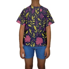 Flower Pattern Design Kids  Short Sleeve Swimwear by Pakjumat