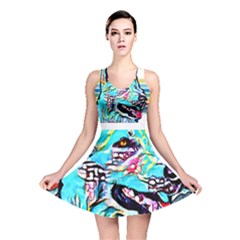 White Shepherd Turquoise Artsy T- Shirt White Shepherd (turquoise Artsy) T- Shirt Reversible Skater Dress by ZUXUMI