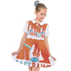 Easter Dinosaur T- Shirt Happy East Rawr T- Rex Dinosaur Easter Bunny T- Shirt Kids  Short Sleeve Shirt Dress by ZUXUMI