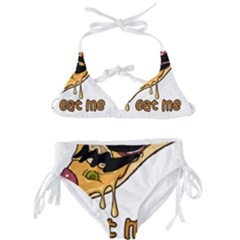 Eat Me T- Shirtscary Pizza Slice Sceaming Eat Me T- Shirt Kids  Classic Bikini Set by ZUXUMI