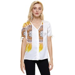 Epilepsy Awareness T- Shirt Epilepsy Awareness Sunflower My Brain Waves T- Shirt Bow Sleeve Button Up Top by ZUXUMI